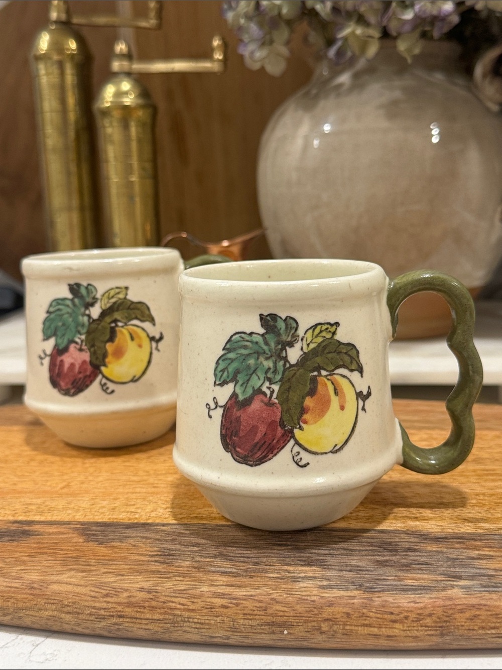 Provincial Fruit Green 2/ Tea / Coffee Mugs  by METLOX - POPPYTRAIL - VERNON